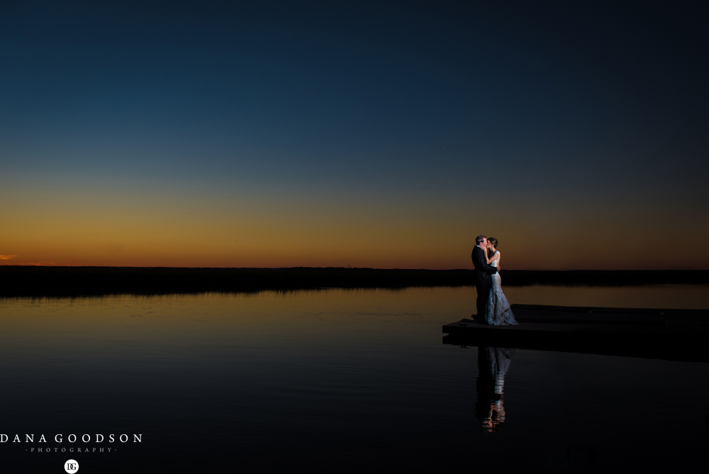 Sunset wedding photo in Amelia Island at Walker's Landing 